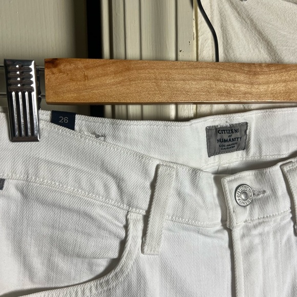 Citizens of Humanity White Distressed Crossed Ankle Jeans Size 26 - Picture 3 of 5